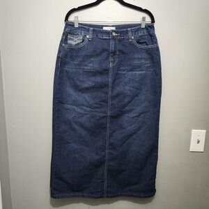 Christopher & Banks Dark Blue Denim Midi Skirt Size 6